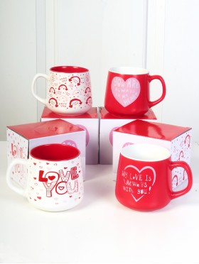 Heart Print Mug Set (set of 4) 350ml (12oz)